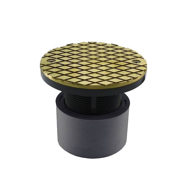 Jones Stephens 2in. x 3in. PVC Cleanout with 2in. Plastic Spud and 4in. Nickel Bronze Cover C59098 - main